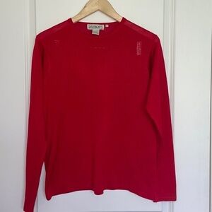 Kevo Women’s Crewneck Silk Pullover Sweater Red L